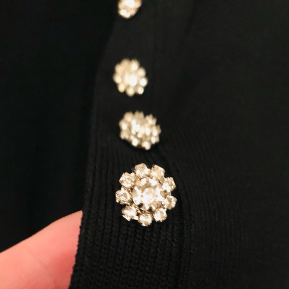 Joseph A Sweaters - Cute Joseph A. black crop cardigan with floral rhinestone buttons